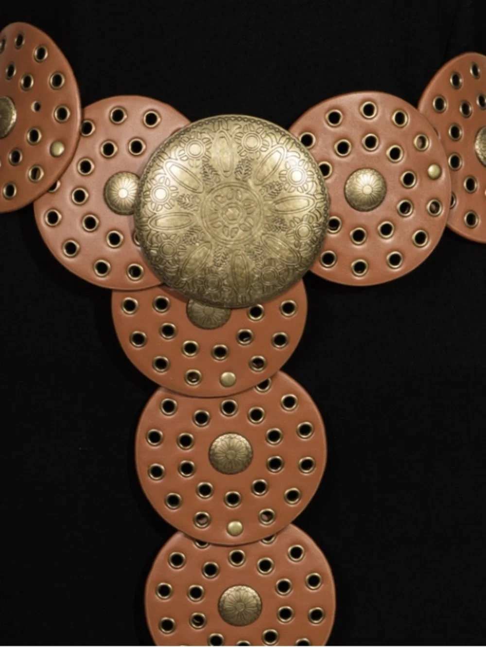 Wide Western Disc Concho Belt in Black or Brown O/S